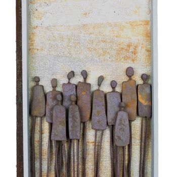 Escultura titulada "ONCE AMIGOS" por Antonio Martinez Ruiz, Obra de arte original, Madera Montado en Panel de madera