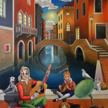 Schilderij getiteld "Rondò veneziano 3" door Antonio Pirozzi, Origineel Kunstwerk, Olie