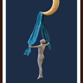 Scultura intitolato "l-uomo-e-la-luna-00…" da Antonio Rafanelli, Opera d'arte originale