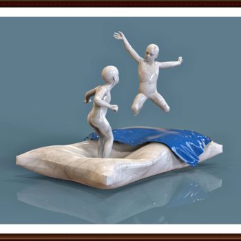 Scultura intitolato "salti-sul-letto-001…" da Antonio Rafanelli, Opera d'arte originale