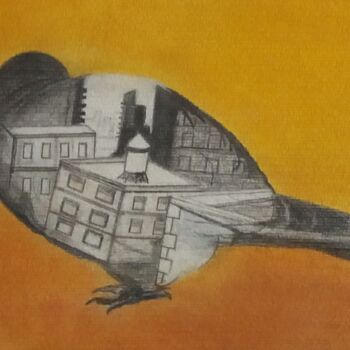 Dessin intitulée "Die Taube" par Antonio Visciano, Œuvre d'art originale, Crayon