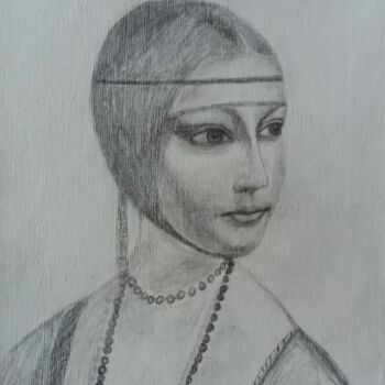Dessin intitulée "Widmung an Leonardo" par Antonio Visciano, Œuvre d'art originale, Crayon