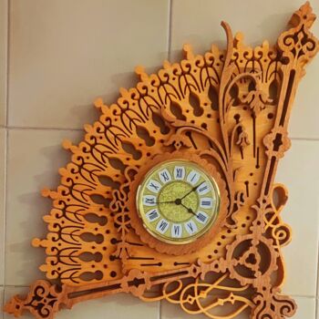 Rzeźba zatytułowany „orologio Ventaglio” autorstwa Zaglio, Oryginalna praca, Drewno