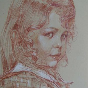 Pittura intitolato "ritratto di bambina…" da Antonio Benfenati, Opera d'arte originale, Olio