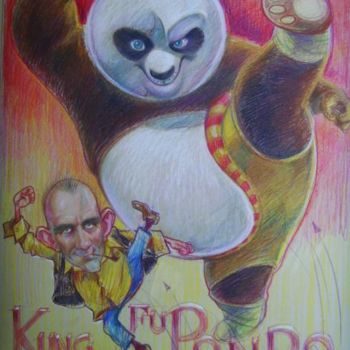 Painting titled ""Kung fu Panda by A…" by Antonio Benfenati, Original Artwork, Oil
