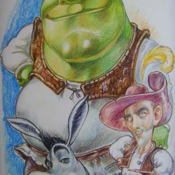 「"Shrek" manifesto e…」というタイトルの絵画 Antonio Benfenatiによって, オリジナルのアートワーク, オイル