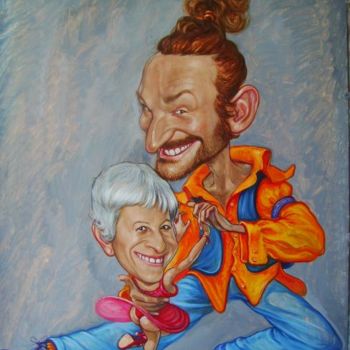 Painting titled "tango-caricatura de…" by Antonio Benfenati, Original Artwork