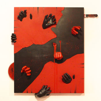 Schilderij getiteld "IL ROSSO E IL NERO" door Antonio Fumagalli, Origineel Kunstwerk, Plastic