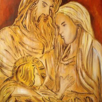 Pintura intitulada "Nascimento de Cristo" por Antonio Guimaraes Santos, Obras de arte originais, Óleo