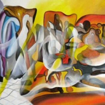 Peinture intitulée "Festa da vida (pain…" par Antonio Guimaraes Santos, Œuvre d'art originale, Huile