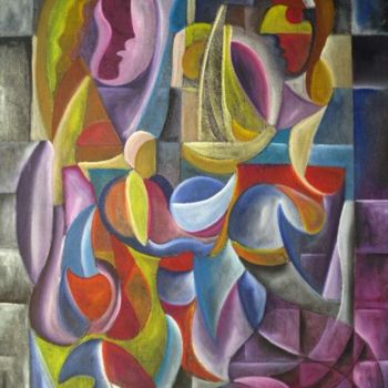 Peinture intitulée "Mosaico do amor" par Antonio Guimaraes Santos, Œuvre d'art originale
