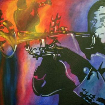 Painting titled "Homenagem ao Jazz" by Antonio Guimaraes Santos, Original Artwork
