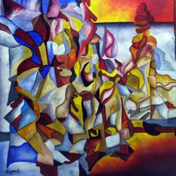 Pittura intitolato "Poema africano" da Antonio Guimaraes Santos, Opera d'arte originale