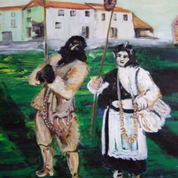 Pittura intitolato "O carocho e a velha…" da Antonio Santos, Opera d'arte originale