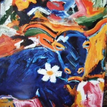 Pittura intitolato "Vaca com cinco teta…" da Antonio Santos, Opera d'arte originale