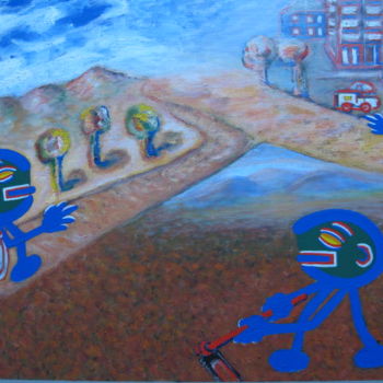 Schilderij getiteld "Chemins de la Vie…" door Antonio Santos, Origineel Kunstwerk, Olie