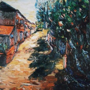 Painting titled "Rua da aldeia de Ze…" by Antonio Santos, Original Artwork