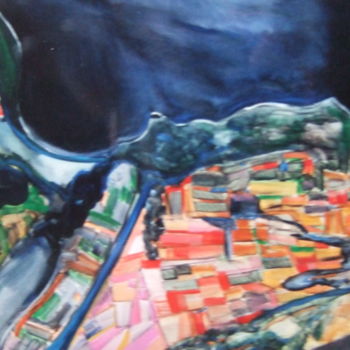 Pintura titulada "Vista aérea de Odes…" por Antonio Santos, Obra de arte original, Oleo
