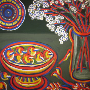 Schilderij getiteld "iCoupe avec fruits…" door Antonio Santos, Origineel Kunstwerk, Olie