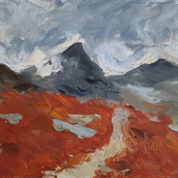 Картина под названием "Туман в горах" - Антон Тишков, Подлинное произведение искусства, Масло