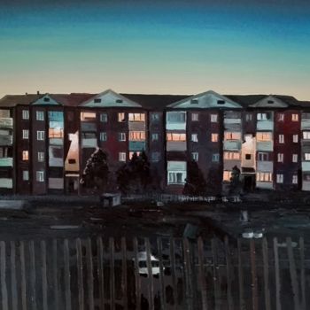 Pintura titulada "Вечер на окраине си…" por Anton Kupriianov, Obra de arte original, Oleo