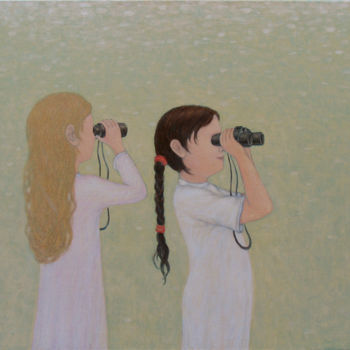「Девочки с биноклями.」というタイトルの絵画 Roman Antonovによって, オリジナルのアートワーク, オイル