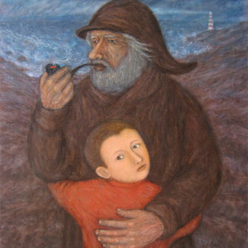 Painting titled "Возвращение." by Roman Antonov, Original Artwork, Oil