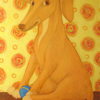 Картина под названием "Собачка." - Roman Antonov, Подлинное произведение искусства, Масло