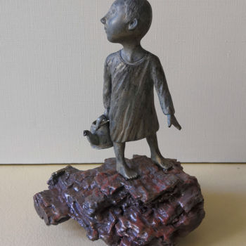 Sculpture titled "Мальчик с чайником." by Roman Antonov, Original Artwork, Wood
