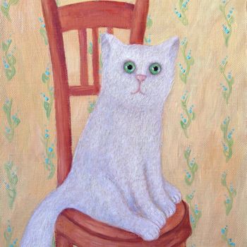 Painting titled "Котик." by Roman Antonov, Original Artwork, Oil