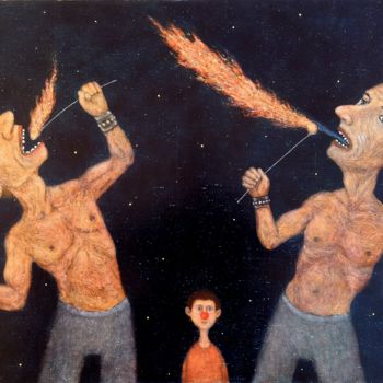 「Глотатели и изверга…」というタイトルの絵画 Roman Antonovによって, オリジナルのアートワーク, オイル ウッドストレッチャーフレームにマウント