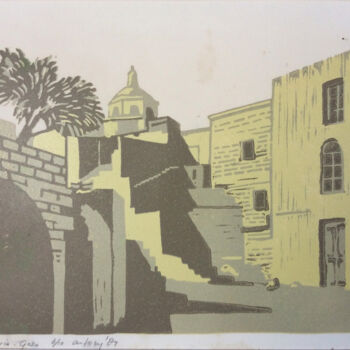 Gravures & estampes intitulée "Victoria-Gozo" par Antony De Baat, Œuvre d'art originale, Linogravures