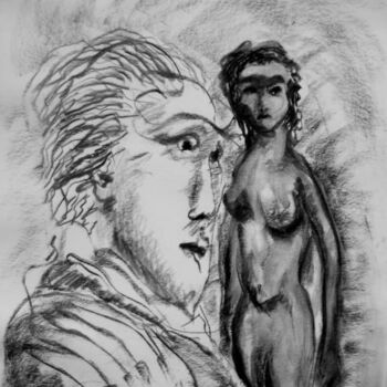 Disegno intitolato "his model" da Antoon Diepstraten, Opera d'arte originale