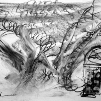 Disegno intitolato "Coal Machine" da Antoon Diepstraten, Opera d'arte originale, Carbone