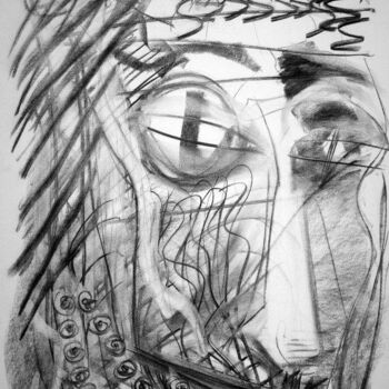 Tekening getiteld "Emerging Face" door Antoon Diepstraten, Origineel Kunstwerk, Anders