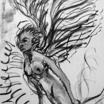 Tekening getiteld "Falling Angel" door Antoon Diepstraten, Origineel Kunstwerk, Anders