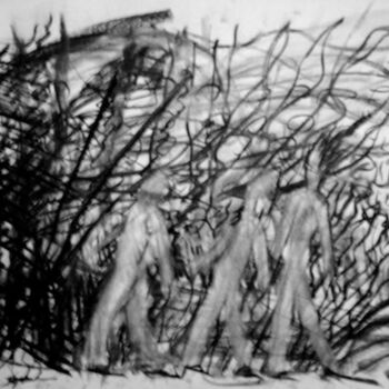 Dessin intitulée "Three friends march…" par Antoon Diepstraten, Œuvre d'art originale, Autre
