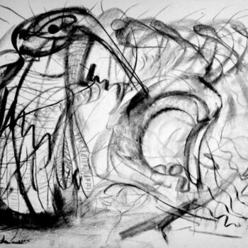 Drawing titled "Penguin Cafe Music" by Antoon Diepstraten, Original Artwork, Charcoal