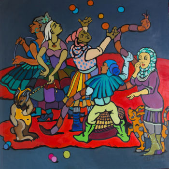 Malerei mit dem Titel "Цирк" von Ekaterina Antropova, Original-Kunstwerk, Öl