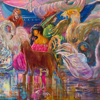 Картина под названием "И корабль плывет" - Ekaterina Antropova, Подлинное произведение искусства, Масло