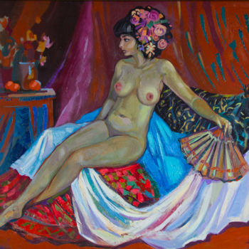 Malerei mit dem Titel "Испанка - обнаженна…" von Ekaterina Antropova, Original-Kunstwerk, Öl