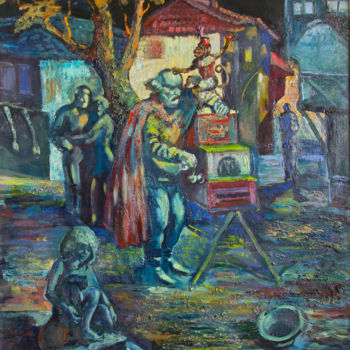 Peinture intitulée "Шарманщик" par Ekaterina Antropova, Œuvre d'art originale, Huile