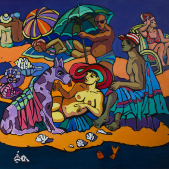 Картина под названием "Пляж" - Ekaterina Antropova, Подлинное произведение искусства, Масло