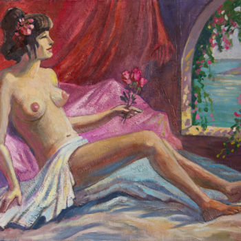 Painting titled "Доброе утро, красав…" by Ekaterina Antropova, Original Artwork, Oil