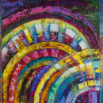 Ζωγραφική με τίτλο "Колеса жизни" από Ekaterina Antropova, Αυθεντικά έργα τέχνης, Λάδι