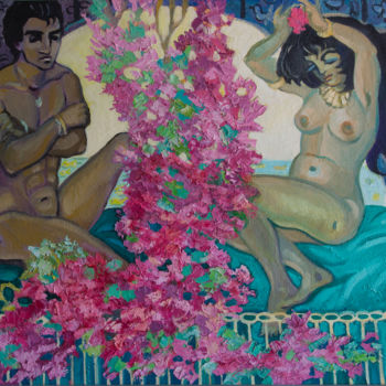 Ζωγραφική με τίτλο "Цветов любви столь…" από Ekaterina Antropova, Αυθεντικά έργα τέχνης, Λάδι