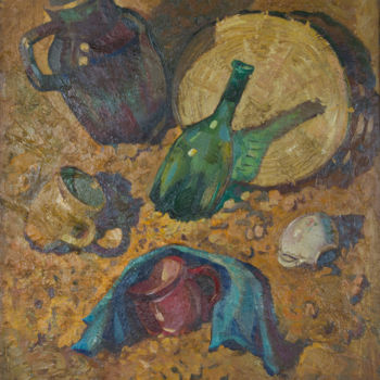 Картина под названием "Предметы на песке" - Ekaterina Antropova, Подлинное произведение искусства, Масло