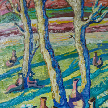 Painting titled "Когда деревья были…" by Ekaterina Antropova, Original Artwork, Oil