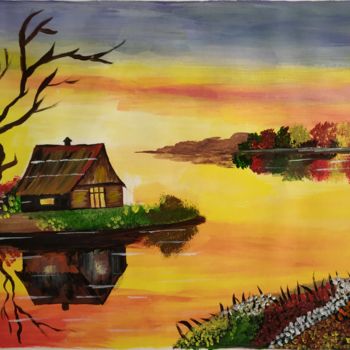 Painting titled "Landscape" by Anuradha Singh, Original Artwork, Acrylic
