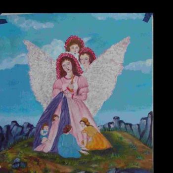 Pittura intitolato "on the wings of pea…" da Saumya Anuj, Opera d'arte originale, Olio